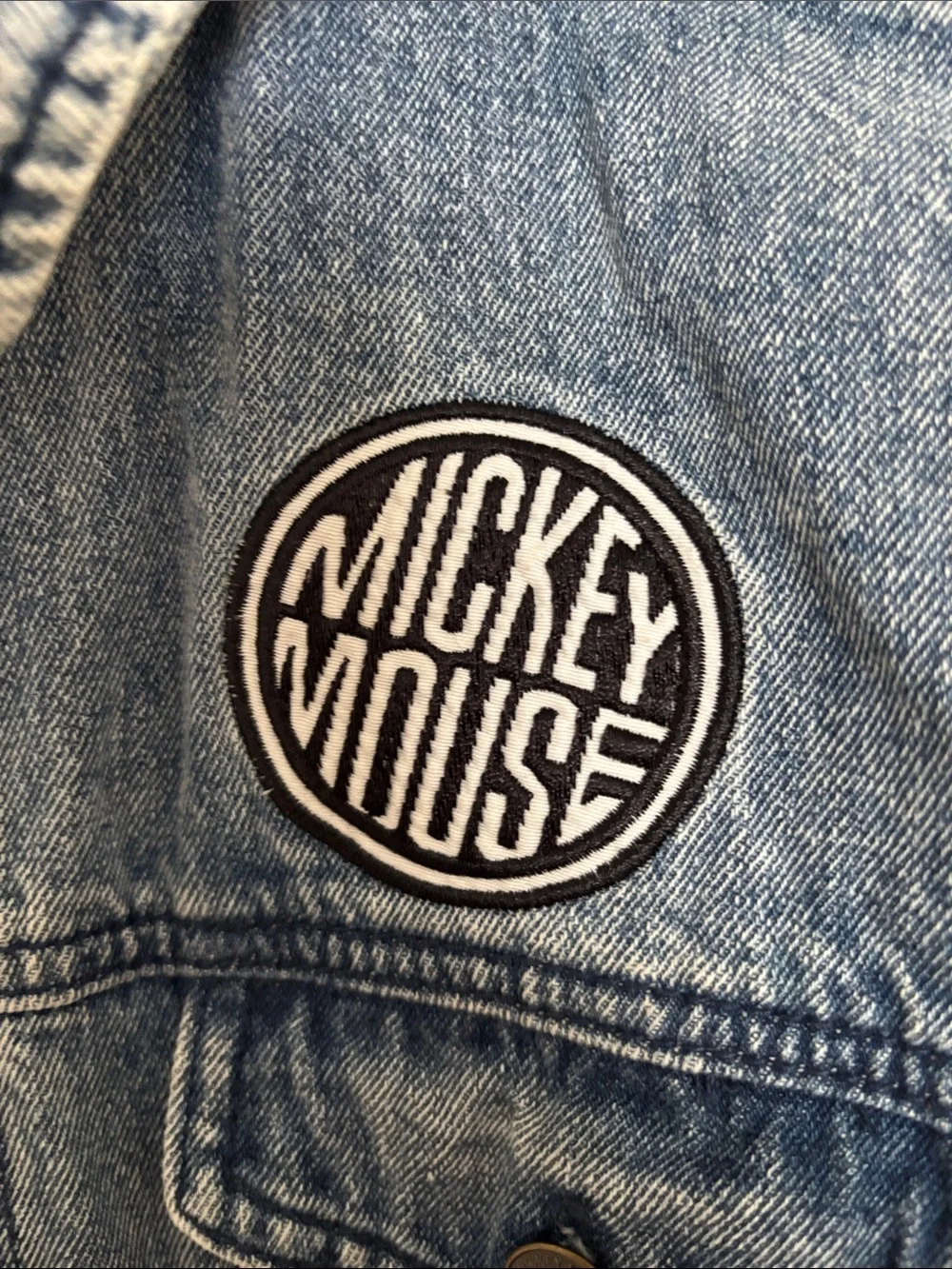 Disney Mickey Mouse Men's Light Wash Denim Jacket - Blue
